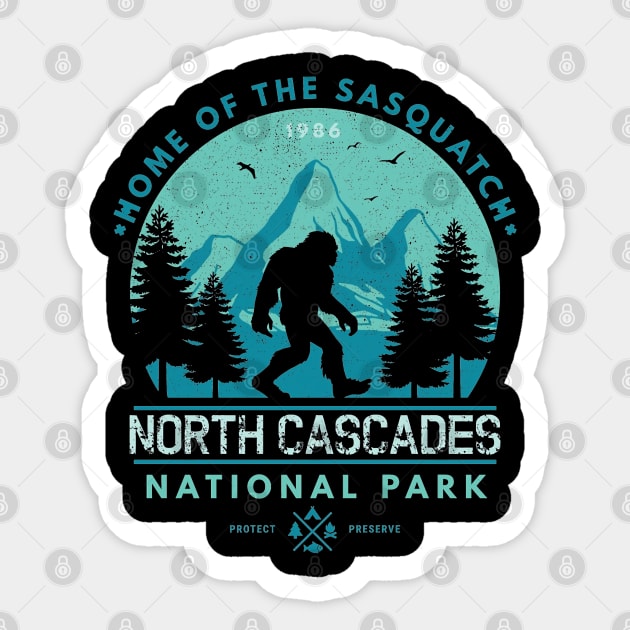 North Cascades National Park Home of the Sasquatch Sticker by crackstudiodsgn
